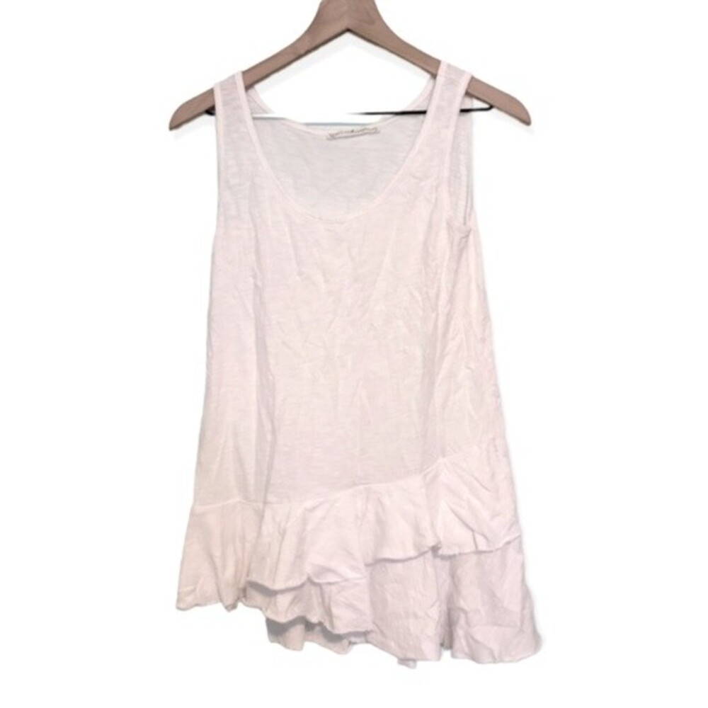 Peruvian Connection White Peplum Tank Top Size XS